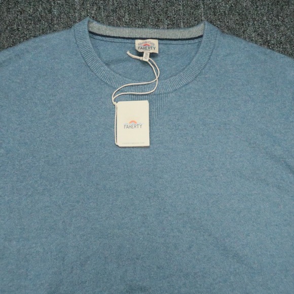 Faherty Sweater Mens XXL Blue Mountain Crew Pullover Jumper 2XL‎ - Picture 2 of 9